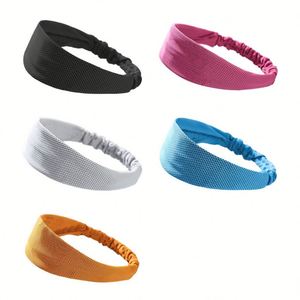 Bandeau de sport large en polyester à rayures, imprimé avec logo personnalisé, vente en gros, pour yoga et fitness - Product Image 3