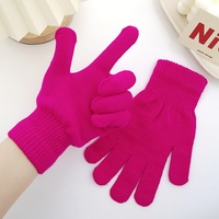 Gants d'hiver chauds unisexes pour adultes, en coton/spandex/polyester tricoté, couleur unie, entièrement couvrants, avec doigts séparés, pour la plage