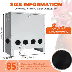 JH-폐기물 없음 핸들이있는 Mech 치킨 피더 85-120lbs 대형 실버 아연 도금 스틸 치킨 피더 자동 - Product Image 3