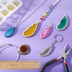 Tự nhiên <span class=keywords><strong>Agate</strong></span> Slice phụ kiện cho mặt dây chuyền vòng cổ đầy màu sắc gió kêu vang không thường xuyên đá quý Thủ công mỹ nghệ bán buôn pha lê <span class=keywords><strong>Agate</strong></span> Slice - Product Image 5