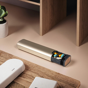 Wholesale Customizable 7-Day Large Capacity Compartment <b>Waterproof</b> Aluminum Wood Pill <b>Box</b> Organizer with Refill Option <b>Storage</b> - Product Image 1