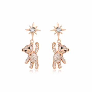 Xuping – bijoux ours avec diamants et or 18K, bijoux glamour pour femmes, boucles d'oreilles haute sensibilité pour dames, S00146087