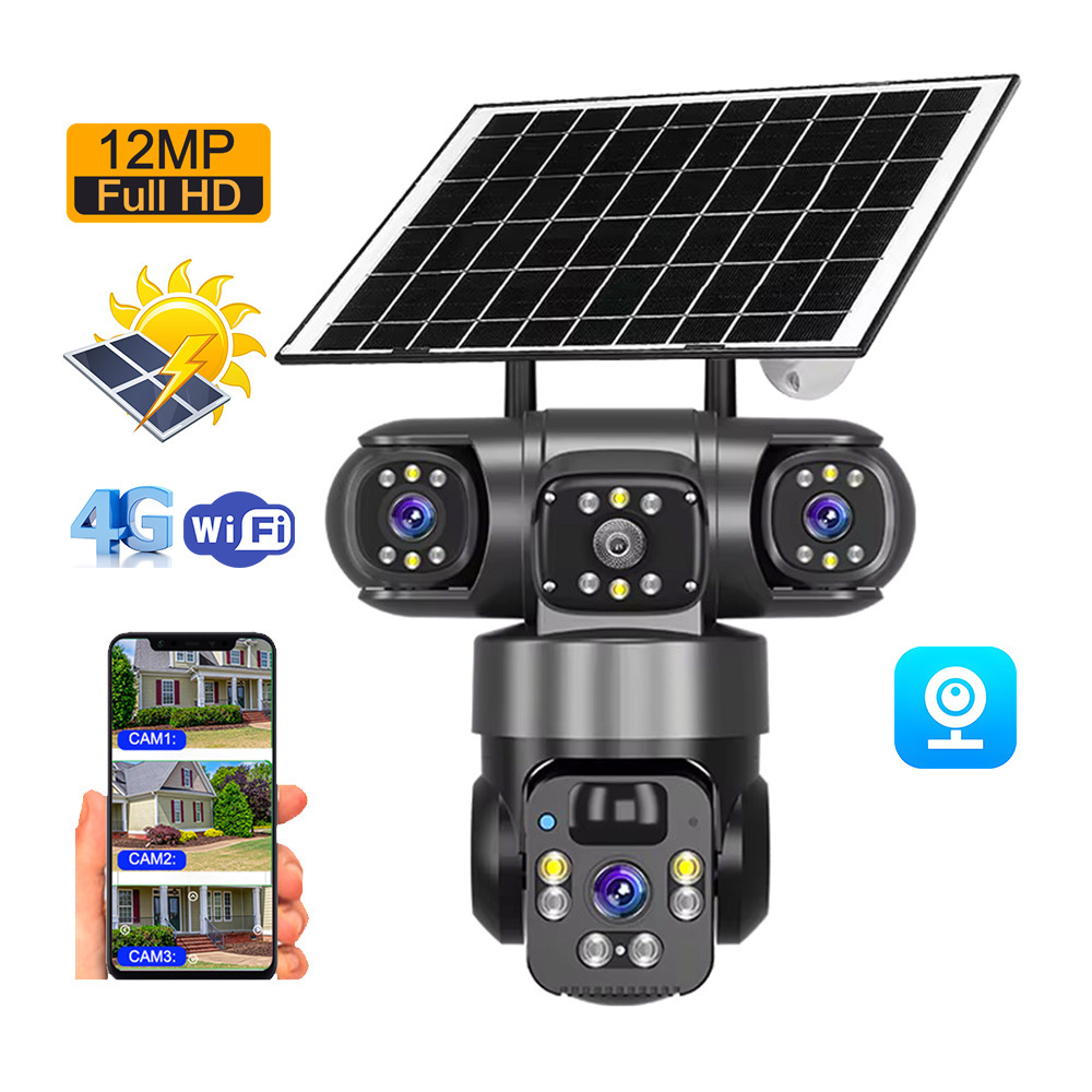 Solar-powered Indoor True Tri-ocular Dome Camera 360 Rotation Wireless Auto Track Backlight Compensation Built-in Battery IP66 · image 3