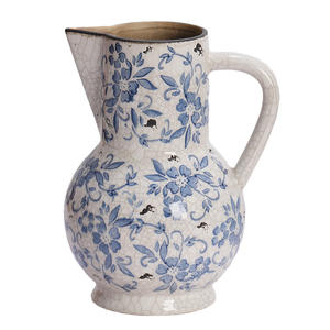 Vase en céramique de style rétro français, bleu et blanc craquelé, vase de qualité supérieure, une génération de style. - Product Image 5