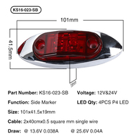Feu de position LED 66 mm 12 V 24 V 4 P4 étanche pour garde-boue de camion