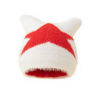 Bonnet en mohair jacquard chaud avec oreilles de chat pour jeune femme, collection mode 2024