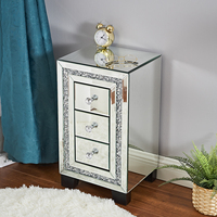 Meilleure Vente Table de Chevet Miroir Effet Diamant Concassé avec 3 Tiroirs, Vente Directe Usine, Haute Qualité