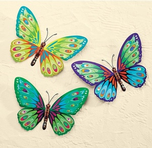 Trio d'art mural décoratif en métal en forme de papillon, décoration intérieure/extérieure - Product Image 6