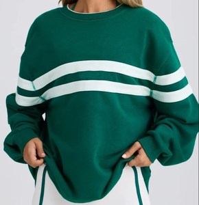 Custom Logo Women's Oversize Crew Neck <strong>Jumper</strong> Ladies Color Block Two-Tone Stripe Long Sleeve Top Loose Fit <strong>Boyfriend</strong> Sweatshirt - Product Image 4