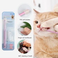 HOP Usine En Gros Blister Carte Emballage 2 En 1 Pet Dental Care 360 Chien Chat Brosse À Dents Avec Doigt Brosse À Dents