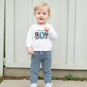 Ensemble deux pièces pour bébés garçons, sweat-shirt à manches longues avec imprimé lettres Mamas <span class=keywords><strong>Boy</strong></span>, pantalon de jogging camouflage, automne et printemps - Product Image 1