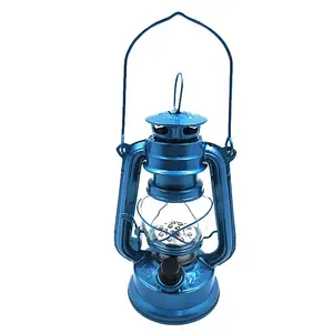 Lampu Gantung Mini 19CM Led Dapat Diredupkan Baterai Retro Lampu Badai Minyak Tanah 245 Kualitas Lentera dengan Biru