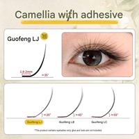 Ekstensi Bulu Mata Camellia Premade Volume Fans Flowering Eyelashes dengan Lem Perekat Basis J B C LJ LB LC UJ UB UC Curl 8-15mm Grosir