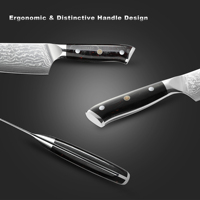 Pisau Santoku Tradisional Jepang Angele 7 Inci, Gagang Resin Ramah Lingkungan, Ambidextrous, Finishing Poles Tinggi untuk Dapur