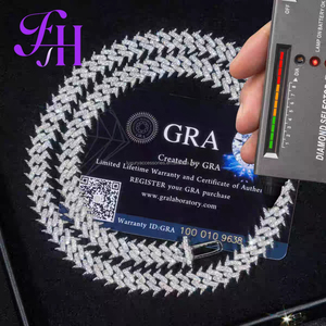 Hiphop 925 Sterling Silver bạc Cuban liên kết chuỗi Iced vvs moissanite & vàng với gai Kim Cương 10 mét Vòng cổ - Product Image 1