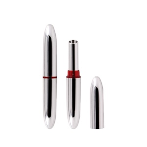 Tubos de lápiz labial ovalados, tubo de labio de plástico delgado, vacío, plateado brillante, único, con logotipo personalizado - Product Image 1