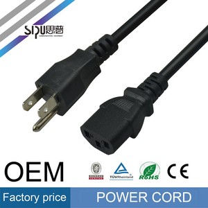 Cordon d'alimentation d'extension SIPU 2026 en cuivre, fabrication en usine, vente en gros, NEMA C15 USA avec extrémité IEC pour ordinateur - Product Image 3