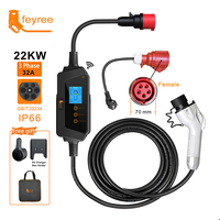 Chargeur portable Feyree 220V 7 kW pour voiture et maison, nouvelle station de recharge domestique EV 22 kW GBT avec prise CEE et adaptateur Schuko