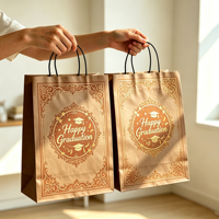 Sacs en papier écologiques de luxe personnalisés en gros pour les achats, l'expédition et les cadeaux de Noël avec poignée