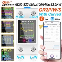 GR2PWS 100A Tuya WiFi Din Rail Power Energy Meter AC50-320V Compteur d'énergie intelligent avec affichage numérique, moniteur de tension et ampèremètre