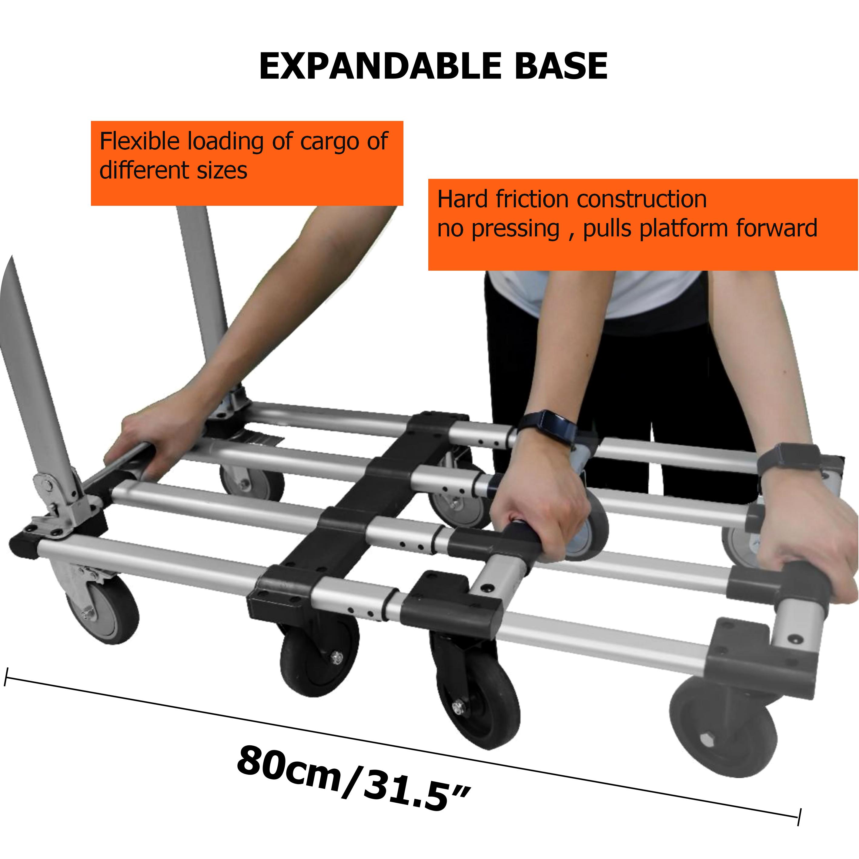Tianyu Heavy-Duty Industrial OEM 6-Wheel Aluminum & PP Folding Cart Shopping Storage Roll Container Hand Truck Tool 200kg