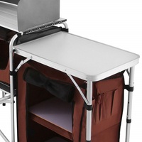 YILU Table de cuisine de camping Table de cuisine pliante portable d'extérieur avec placards de rangement pour les activités de plein air