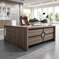 Escritorio Ejecutivo Moderno con Gabinete de Almacenamiento, Escritorio de Computadora de Madera para Gerentes