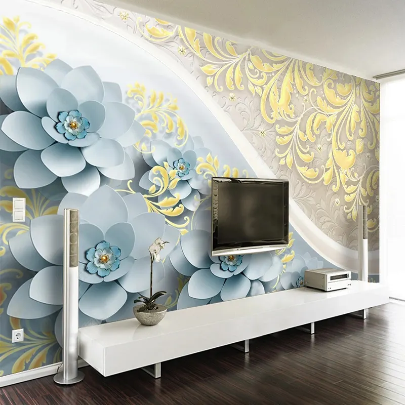KOMNNI carta da parati 3d personalizzata fiori murale 3d affresco murales Peel And Stick Wallpaper soggiorno camera da letto Home Decor