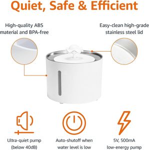 Fontaine à eau automatique pour chat et chien, personnalisée, en plastique blanc, 5V, super silencieuse, 2L - Product Image 5