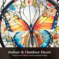 Attrape-soleil en verre teinté et cristal à motif papillon Art Déco, 16 cm, décoration suspendue pour fenêtre, jardin, fleuriste