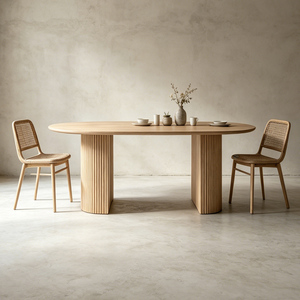 Ensemble table et chaises de salle à manger ovale <span class=keywords><strong>Ellington</strong></span> de style nordique, en bois naturel, avec piétement, 4 ou 6 places, moderne, personnalisable - Product Image 3