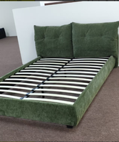 Cadre de lit en tissu rembourré ergonomique de luxe à double coussin, système de lattes en fer renforcé |   Logo personnalisé et support OEM pris en charge