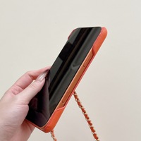 Étui de luxe pour iPhone 17, 16, 15, 14, 13 Pro Max, avec chaîne bandoulière, fente pour cartes, fin et antichoc, texture litchi