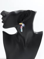 Prix promotionnel noir paillettes acrylique boucles d'oreilles mignon dessin animé Animal perroquet oiseau boucles d'oreilles accessoire de mode