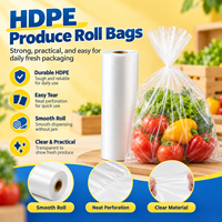 Sac enroulable transparent léger en PEHD pour légumes, idéal pour les importateurs, distributeurs, supermarchés et la vente en gros