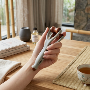 เครื่องนวด<span class=keywords><strong>นิ้ว</strong></span>แบบมือถือ ลูกกลิ้งคู่ หินสีแดงธรรมชาติ บรรเทาอาการปวดข้อตามจุดฝังเข็ม ดีไซน์ตามหลักสรีรศาสตร์ - Product Image 4