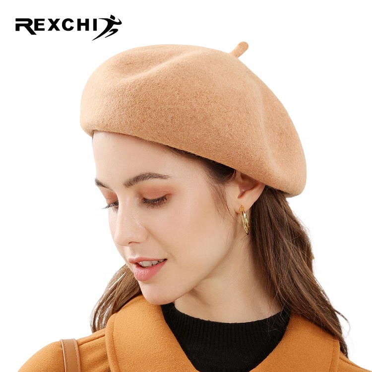 Шерстяной берет REXCHI DMZ06, новый стиль, плюшевая шапка, разноцветный берет для женщин, зимняя шапка, простой модный шерстяной берет