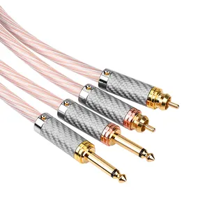 Hifi 6.5TS Naar Rca Kabel Occ Zilver Gemengde Dual 6.35 Dual Rca Mixer Aangesloten Op Eindversterker