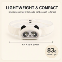 Linterna frontal recargable para niños, linterna con cabeza de Panda de silicona suave, Clip magnético para gorra, ligera para acampar, lectura, regalo para niños