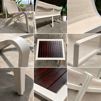 Ensemble de canapés d'extérieur modernes de luxe en aluminium avec tissu rembourré et table basse en teck pour patio et jardin