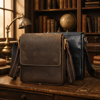 Sac bandoulière en cuir pour homme MARRANT, sac à bandoulière en cuir pour tablette de 9,7 pouces, sac messager à rabat en cuir véritable pour homme