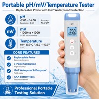 pH-mètre numérique portable professionnel, testeur de température ORP, étanche IP67, sonde remplaçable ATC, moniteur de qualité de l'eau