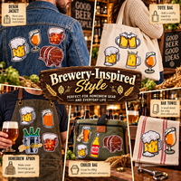Lot de patchs brodés pour amateurs de bière, motifs tasses, fûts, bouteilles, barres, à thermocoller ou à coudre, pour loisirs créatifs, cadeaux et décoration
