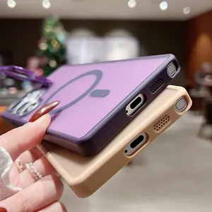Étui transparent magnétique en métal avec support d'objectif, finition mate, pour Samsung <span class=keywords><strong>Galaxy</strong></span> S25 S24 S23 <span class=keywords><strong>S22</strong></span> Ultra FE Plus, coque antichoc en acrylique transparent - Product Image 5