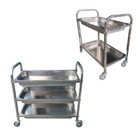 Chariot de service professionnel pour cuisine, robuste, en acier inoxydable, avec roues pivotantes, revêtement autonettoyant, capacité de charge 300 kg/m