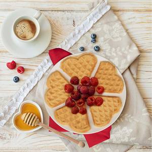 Piastra per <span class=keywords><strong>Waffle</strong></span> antiaderente in ferro 5 <span class=keywords><strong>Waffle</strong></span> a forma di cuore per cialde o qualsiasi colazione, pranzo e snack - Product Image 5