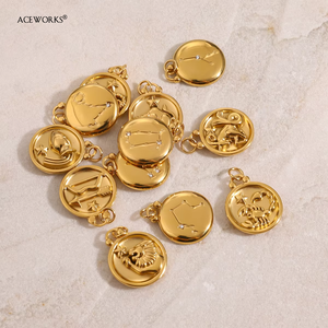 Amuletos del Zodiaco de Doble Cara |   Colgante de Acero Inoxidable Chapado en Oro PVD de 18K con Signo del Zodiaco |   Resistente al agua, hipoalergénico y sin deslustre - Product Image 5