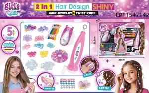 Kit de tressage et de torsion électrique 2-en-1 EPT, outil de coiffage automatique DIY avec <span class=keywords><strong>perles</strong></span> et fils colorés pour filles de 5 ans et plus - Product Image 6