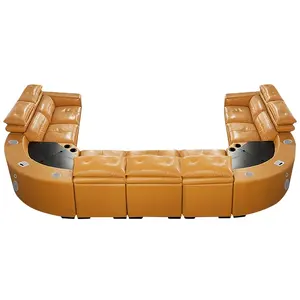 living room european style 7 seater u shape sofa set genuine luxury leather furniture