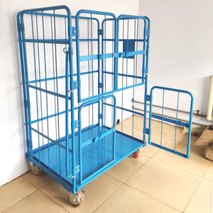 Chariot de chariot de cage de rouleau de maille d'acier de récipient de roulement à quatre roues résistant pour l'usage industriel de stockage pour l'entrepôt de supermarché - Product Image 4